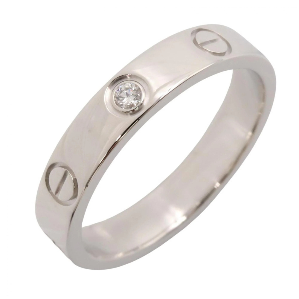 CARTIER Authentic 18k Silver Diamond Love Ring